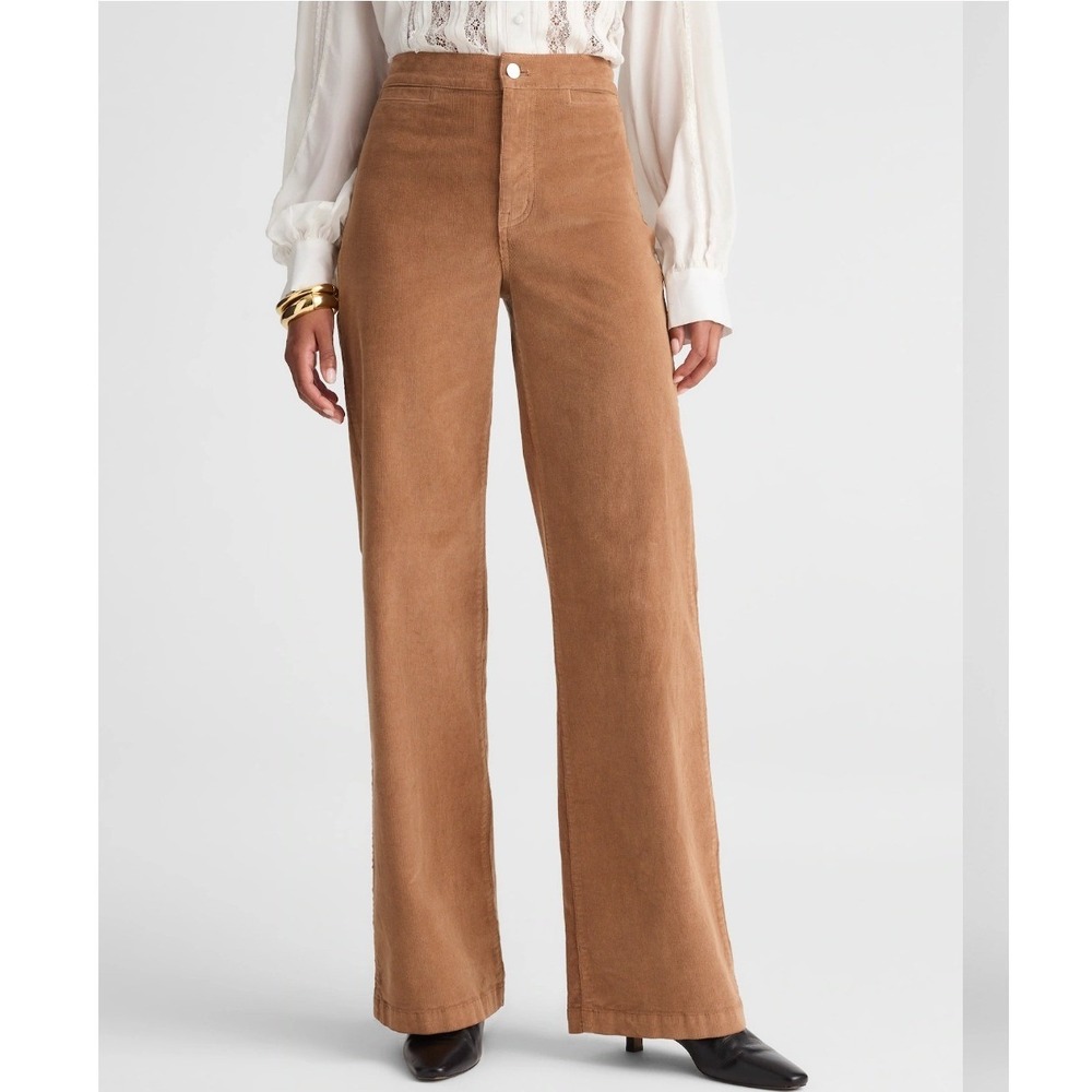 Madewell Wide-Leg Pant Corduroy Toasted Umber Tan Brown High Rise Size 32